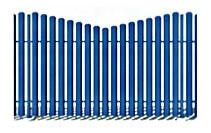 Забор из металоштакетника с уменьшением высоты к центру